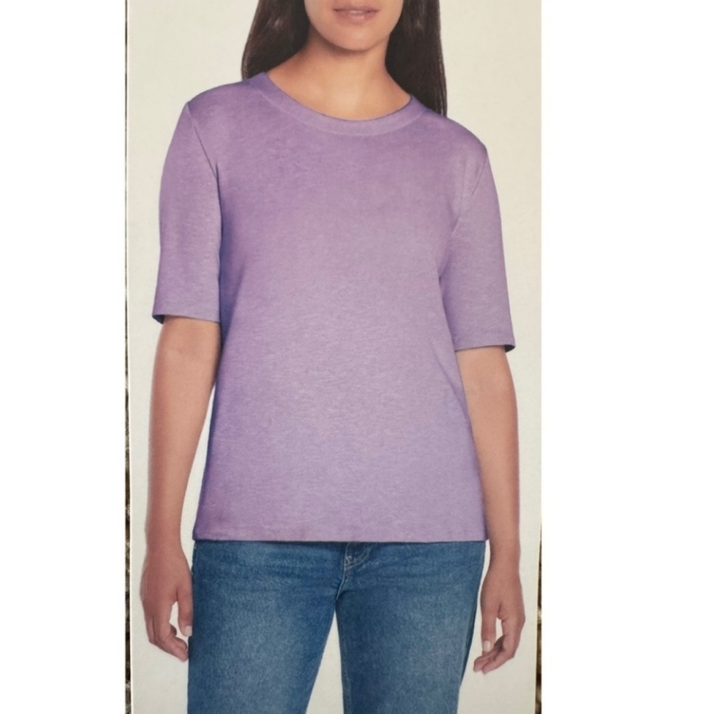 NWT Orvis Women's Scoop Neck 100% Pima Cotton Shortโ Sleeve Top Purple S M L XL